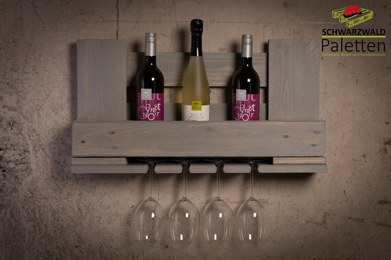 Weinregal Vintage Upcycling Holz Deko Wein Palette Europalette Handmade Natur