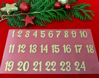 Zahlen zum Aufbügeln, Bügelzahlen 1-31 oder  für den Adventskalender 1-24, Gold Silber Rot Pink Kupfer