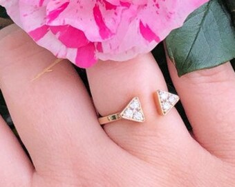 Unique Diamond Ring / 14K Rose Gold Rings for Women / Strength Ring / Stackable Rings / Minimalist Gold Rings / Rose Gold Jewelry