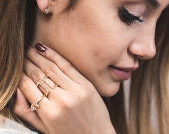 14K Gold and Diamond Ring / Modern Rings / ring for balance / Index Finger Ring / Gold Rings for Women