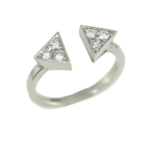 14K White Gold Rings for Women / Diamond Triangle Ring / Unique Rings / Stackable Rings / Stacking Rings / Minimalist Gold Rings / 14K Gold