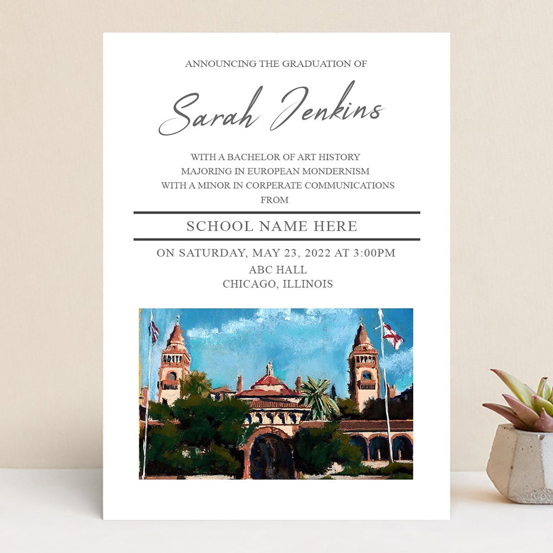 Flagler College College Graduation Announcement Graduation Etsy