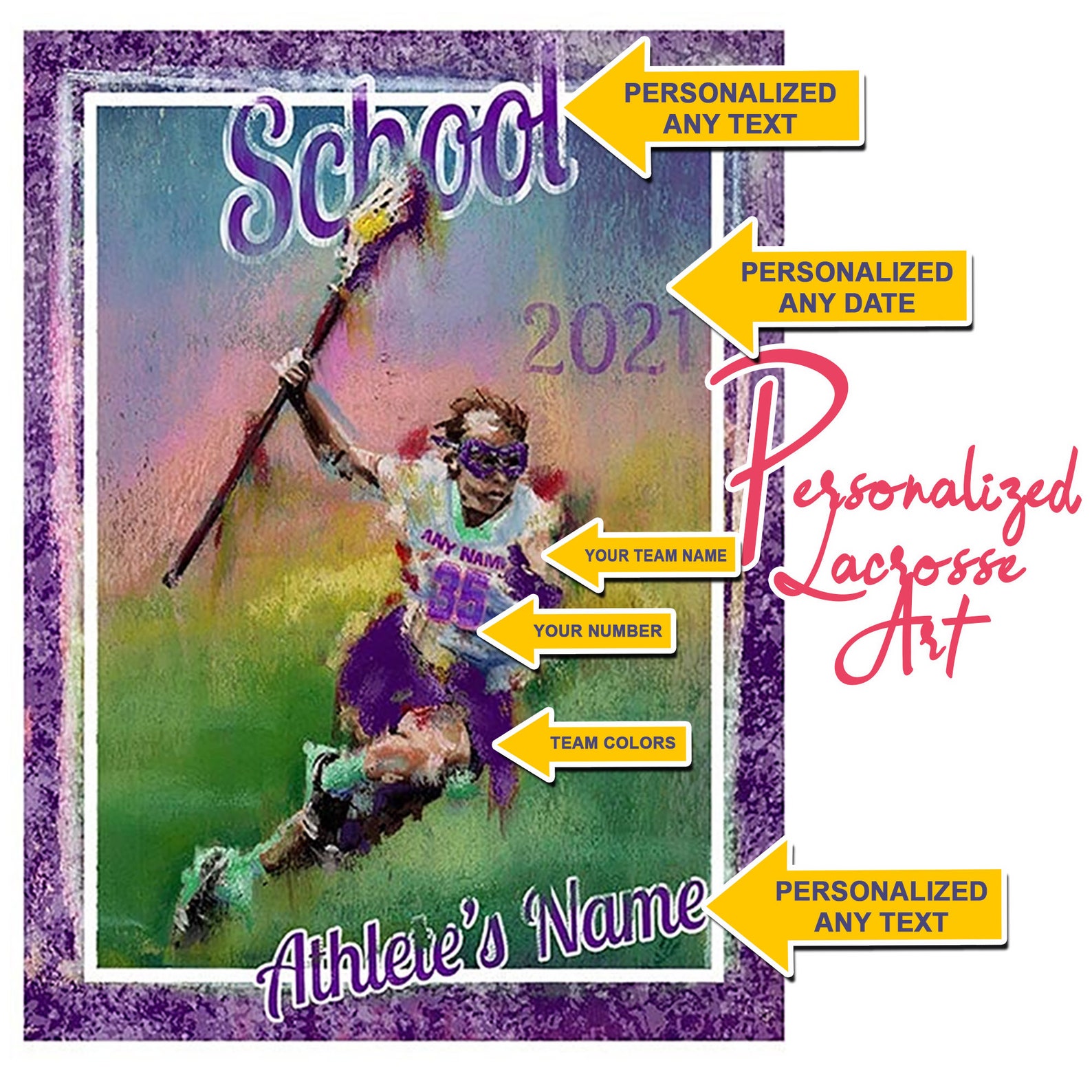 Lacrosse Art Lacrosse Gift Senior gift Banquet Gift Etsy