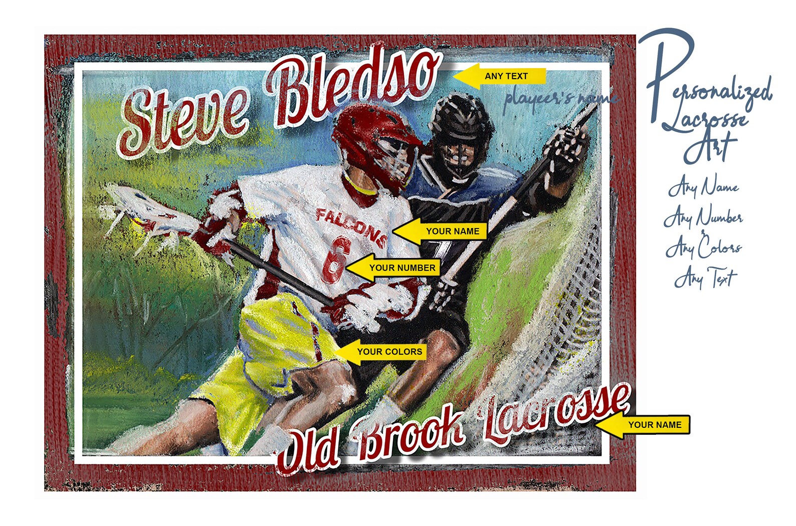 Lacrosse Artwork Lacrosse Gift Senior gift Banquet Gift Etsy