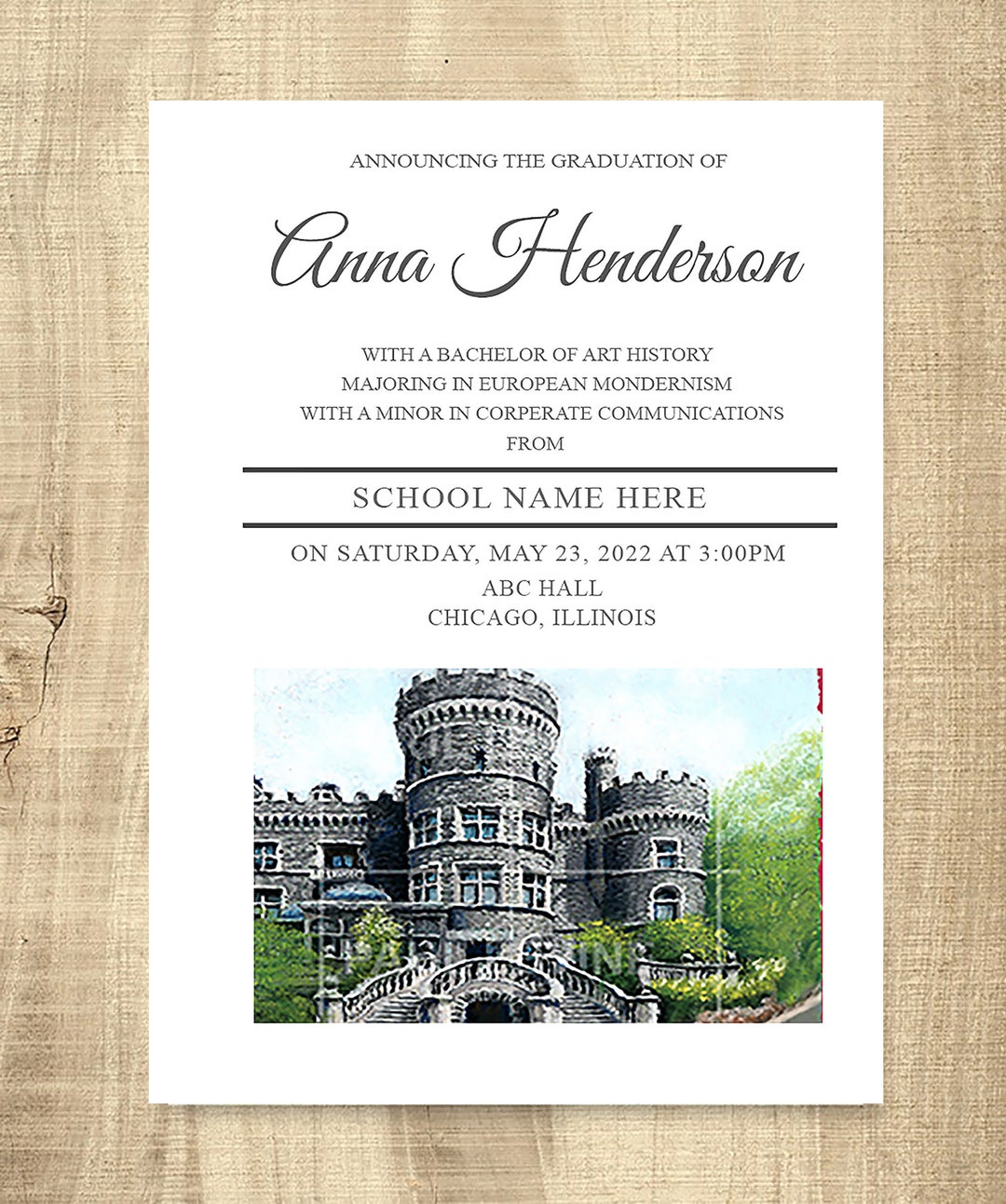 Arcadia University College Graduation Announcement Etsy