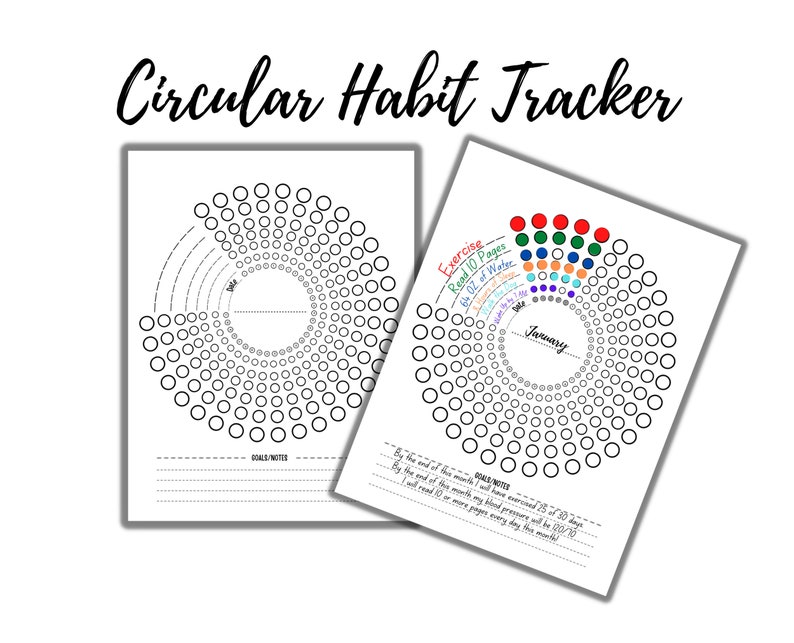 Simple Minimalist Circular Habit Tracker Etsy