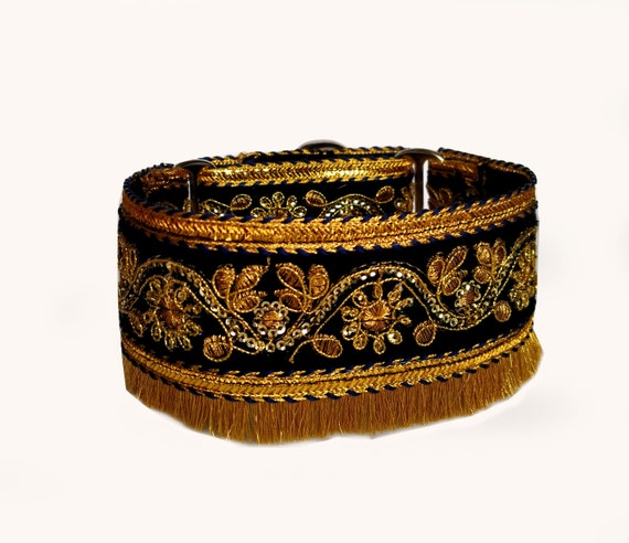 HÜRREM martingale collar Gold and black sighthound collar | Etsy