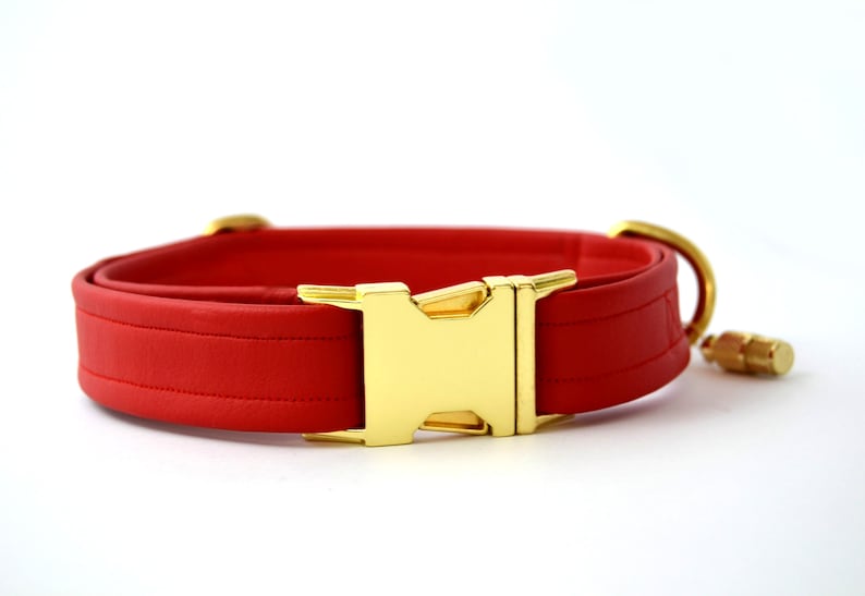gold collar for small soft collar leather dog collar red dog collar for big dogs waterproof Red eco leather dog collar chic collar