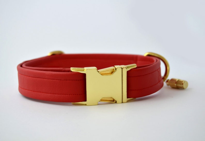 gold collar for small soft collar leather dog collar red dog collar for big dogs waterproof Red eco leather dog collar chic collar