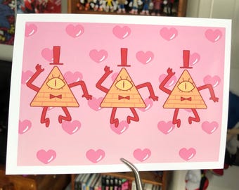 Triangle love! Gravity Falls Bill Cipher 5x7 glossy mini art print