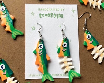 Fish Earrings Polymer Clay | Hand Painted