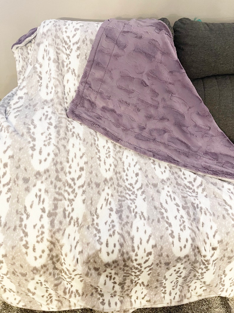 Adult Minky Blanket Throw Blanket Faux Siberian Leopard Etsy