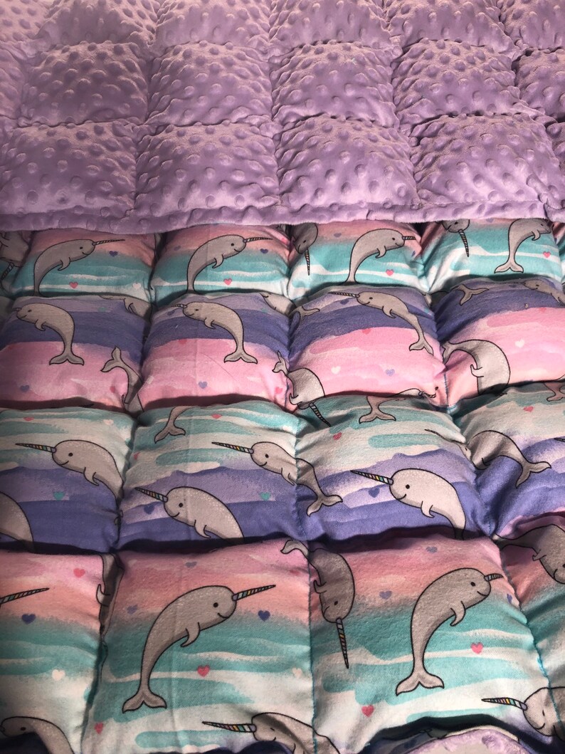 Child's Weighted Blanket Minky and Flannel Narwhals With Etsy