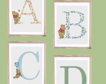 Winnie the Pooh Personalised nursery / baby room cross stitch pattern