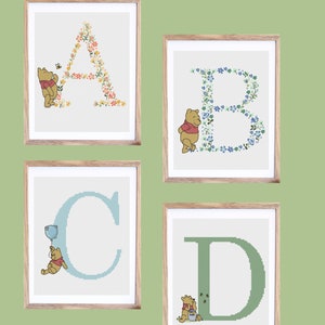 Winnie the Pooh Personalised nursery / baby room cross stitch pattern