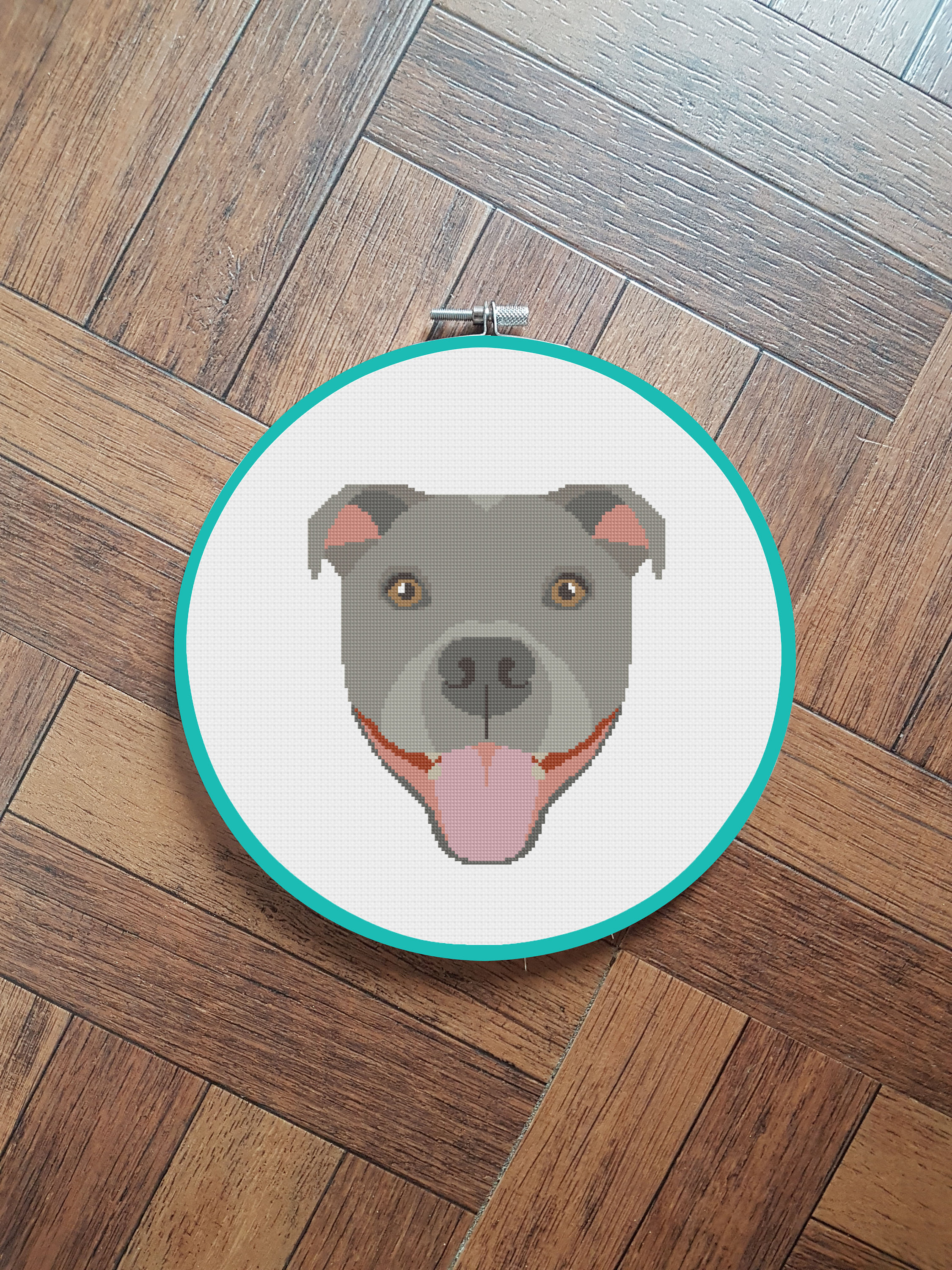 Geometric Staffordshire Bull Terrier cross stitch pattern | Etsy