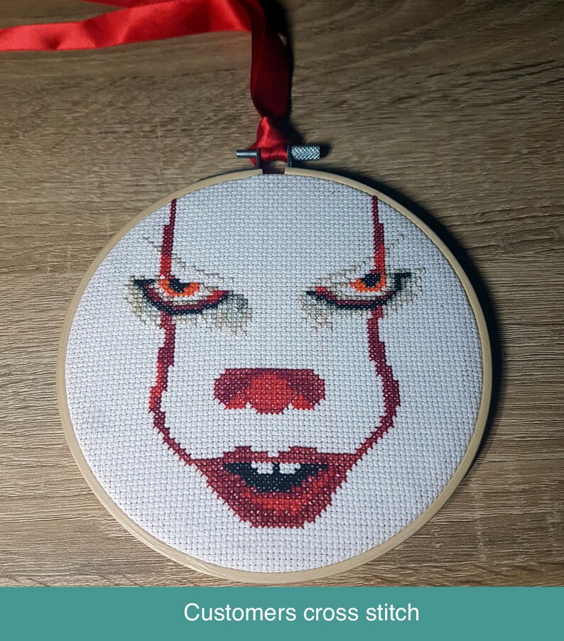 Pennywise IT Clown Face Cross Stitch Pattern | Etsy
