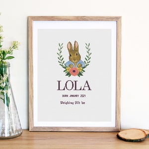 Beatrix potter birth sampler - cross stitch pattern