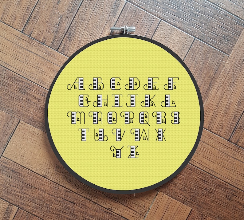 Music Font Alphabet Cross Stitch Pattern Etsy