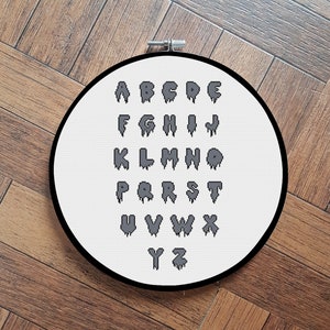 halloween full alphabet cross stitch pattern, font 10
