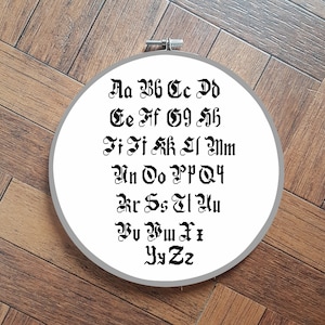gothic font, full alphabet, cross stitch pattern