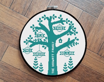 personalised family tree cross stitch pattern