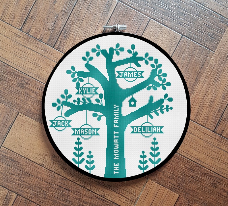 personalised family tree cross stitch pattern image 1