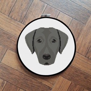 geometric black Labrador cross stitch pattern