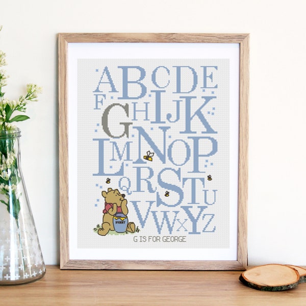 winnie the pooh - baby name - cross stitch pattern