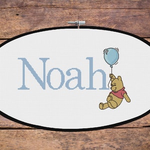Winnie the Pooh - personalised baby name cross stitch pattern