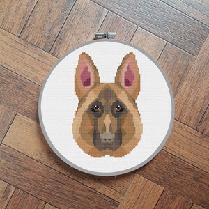 geometric German shepherd cross stitch pattern