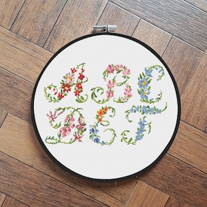 Floral alphabet - cross stitch pattern