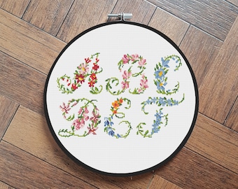 Floral alphabet - cross stitch pattern