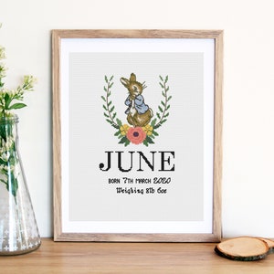 Beatrix potter birth sampler 2 - cross stitch pattern