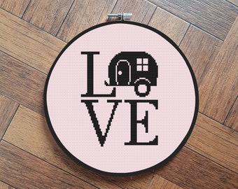 love caravan cross stitch pattern