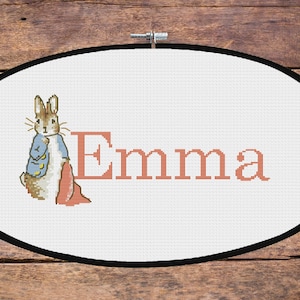 Beatrix Potters Peter rabbit personalised baby name cross stitch pattern