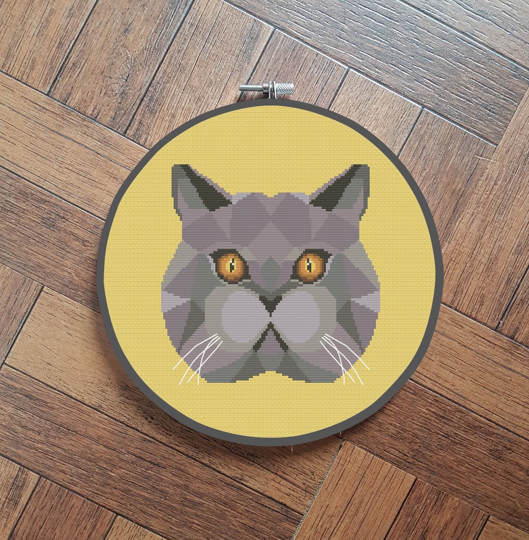 Geometric Cat Cross Stitch Pattern Etsy