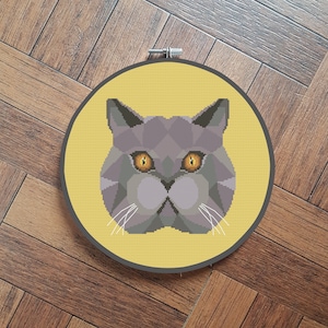geometric cat cross stitch pattern