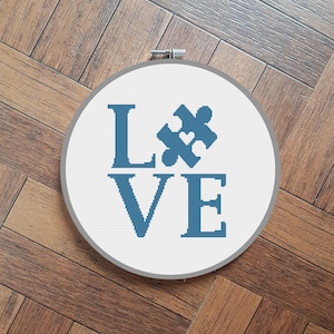 love autism cross stitch pattern