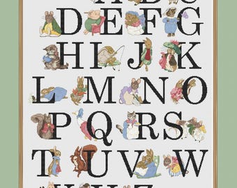 Beatrix Potter Zeichen Alphabet | A - Z Kreuzstichmuster