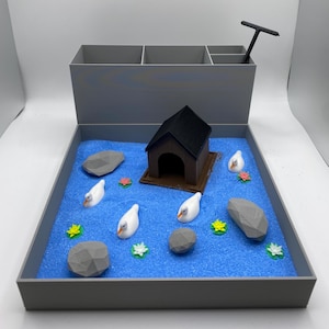 Ogród Zen w Stawie z Kaczkami, Miniaturowa Dekoracja Biurka, Ogródek Zen z Piasku na Biurko, Ulgę w Stresie Fidget, Wystrój Biura, Dekoracja Kabiny, Prezent Do Pracy