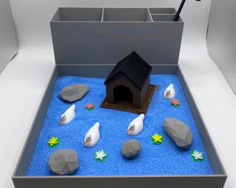 Duck Pond Zen Garden, Mini Desk Sand Garden, Fidget Stress Relief