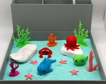 Dolphin Ocean Zen Garden, Mini Sensory Sand Garden Desk Decor