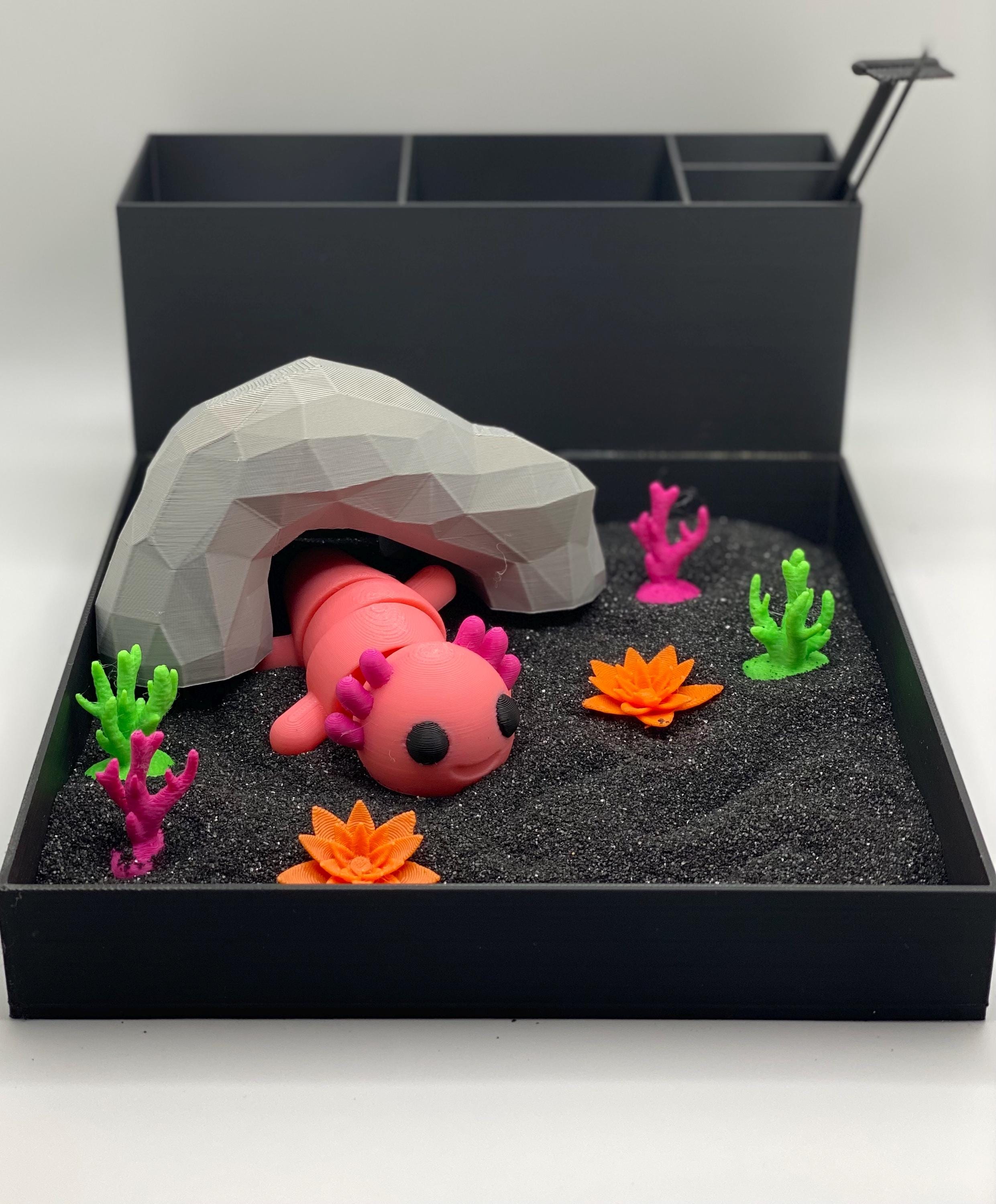 Axolotl Zen Garden, Mini Desk Decor, Sensory Calming Sand Garden