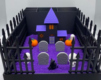 Giardino zen del cimitero di Halloween, decorazione per scrivania in stile casa stregata