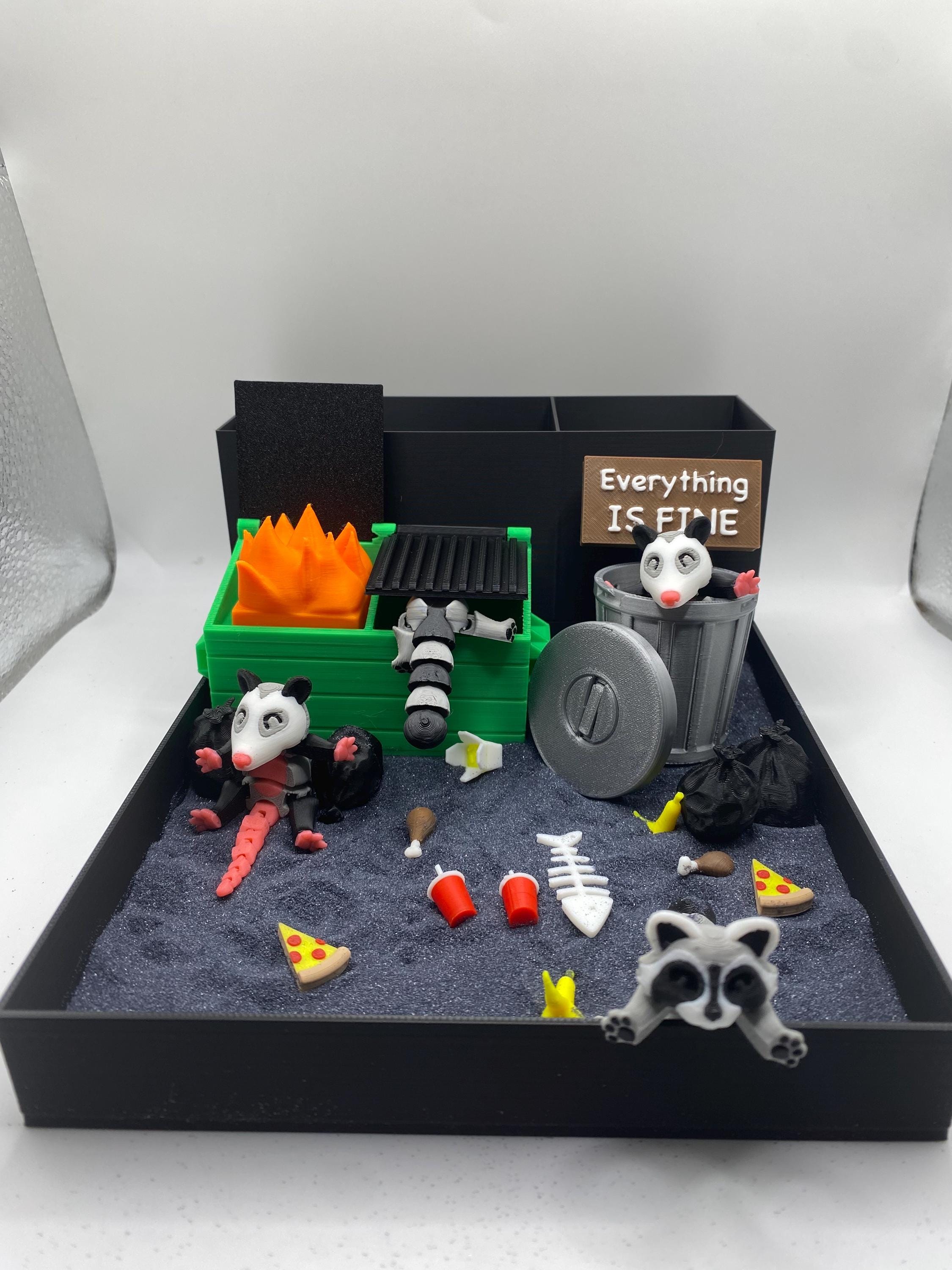 Dumpster Fire Zen Garden, Mini Desk Decor, Sensory Calming Sand