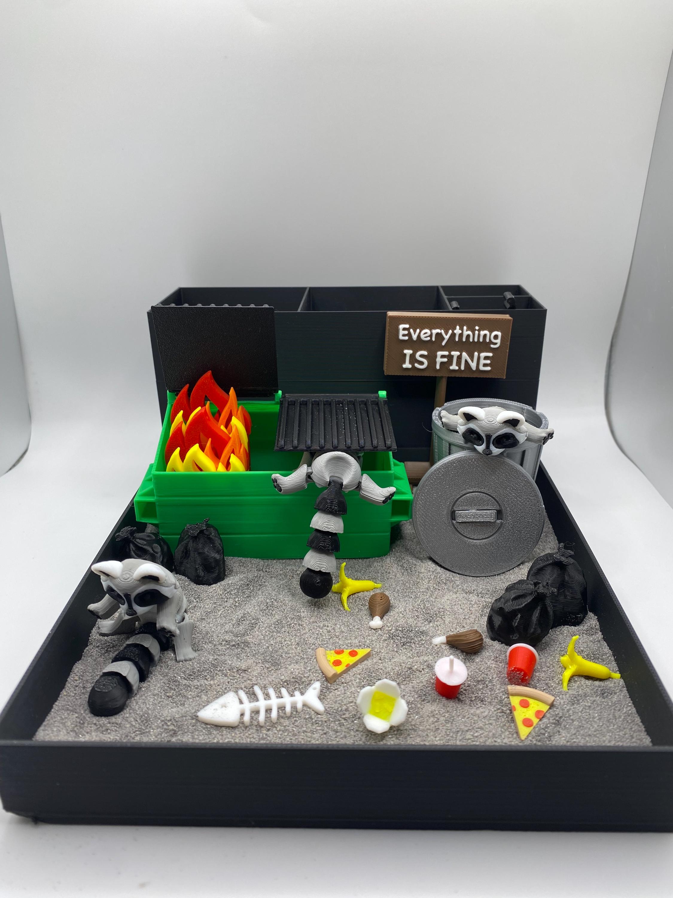 Dumpster Fire Zen Garden, Mini Desk Decor, Sensory Calming Sand