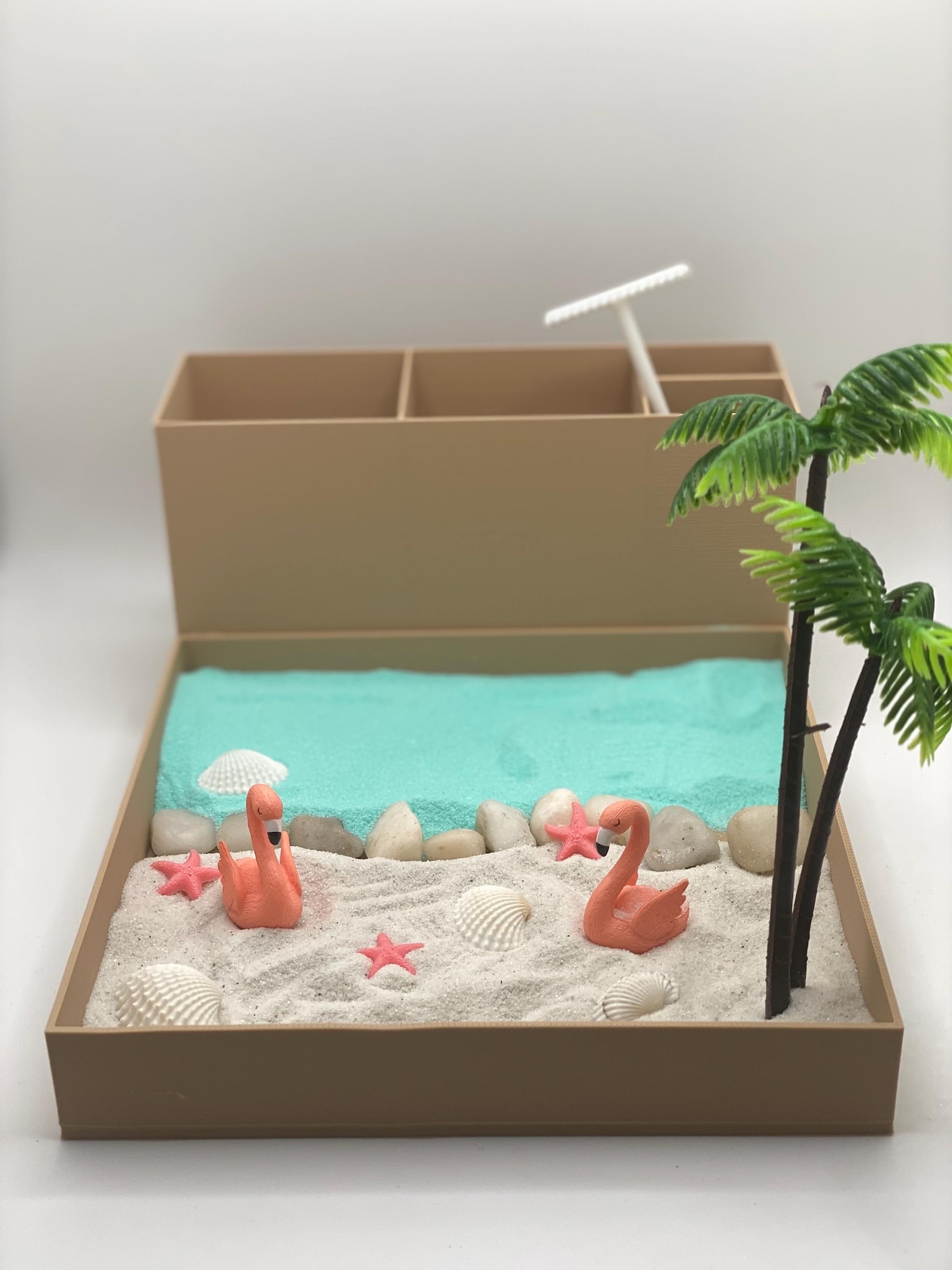 Flamingo Beach Zen Garden, Mini Desk Decor, Sensory Calming Sand Garden ...
