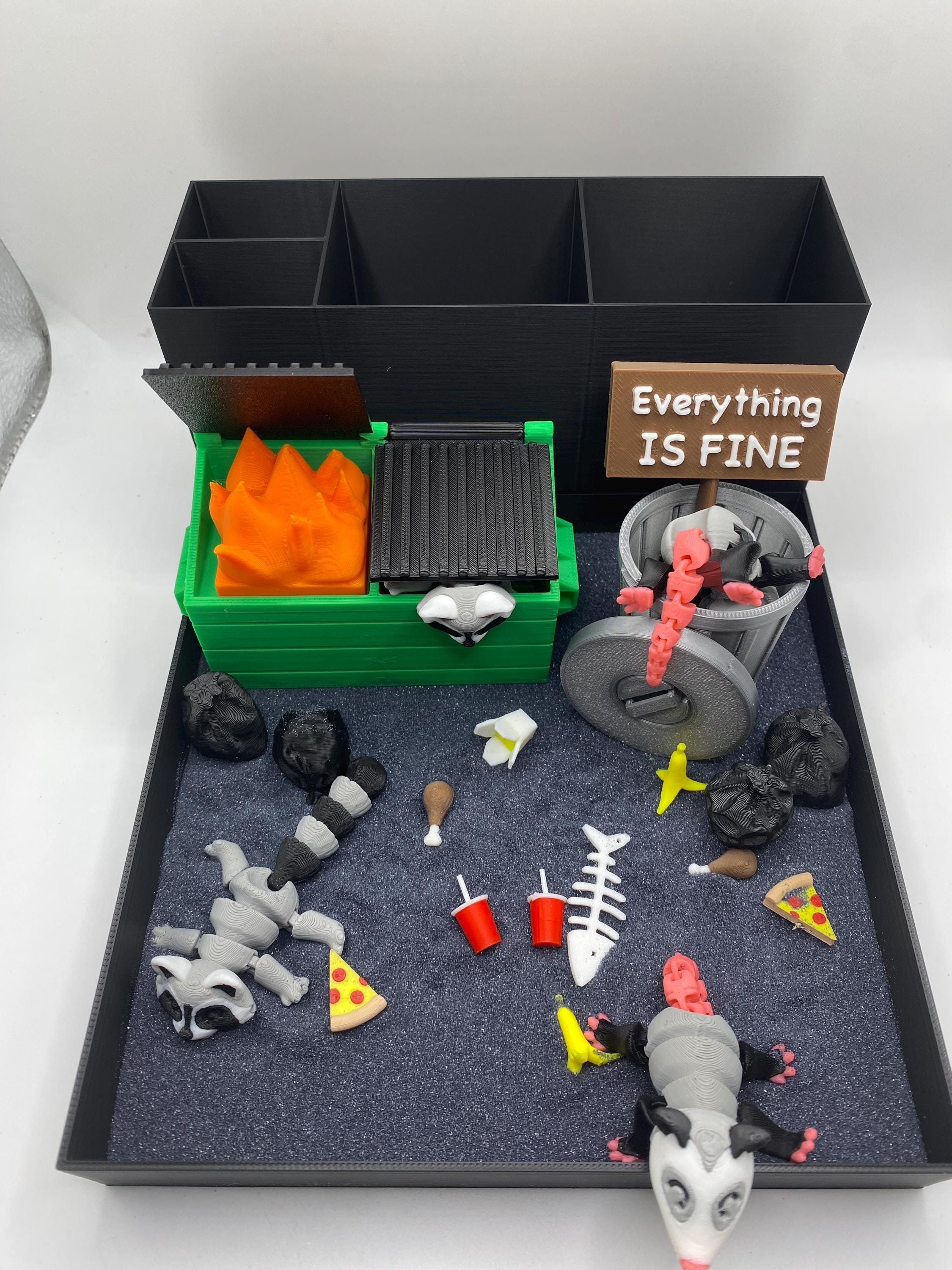 Dumpster Fire Zen Garden, Mini Desk Decor, Sensory Calming Sand
