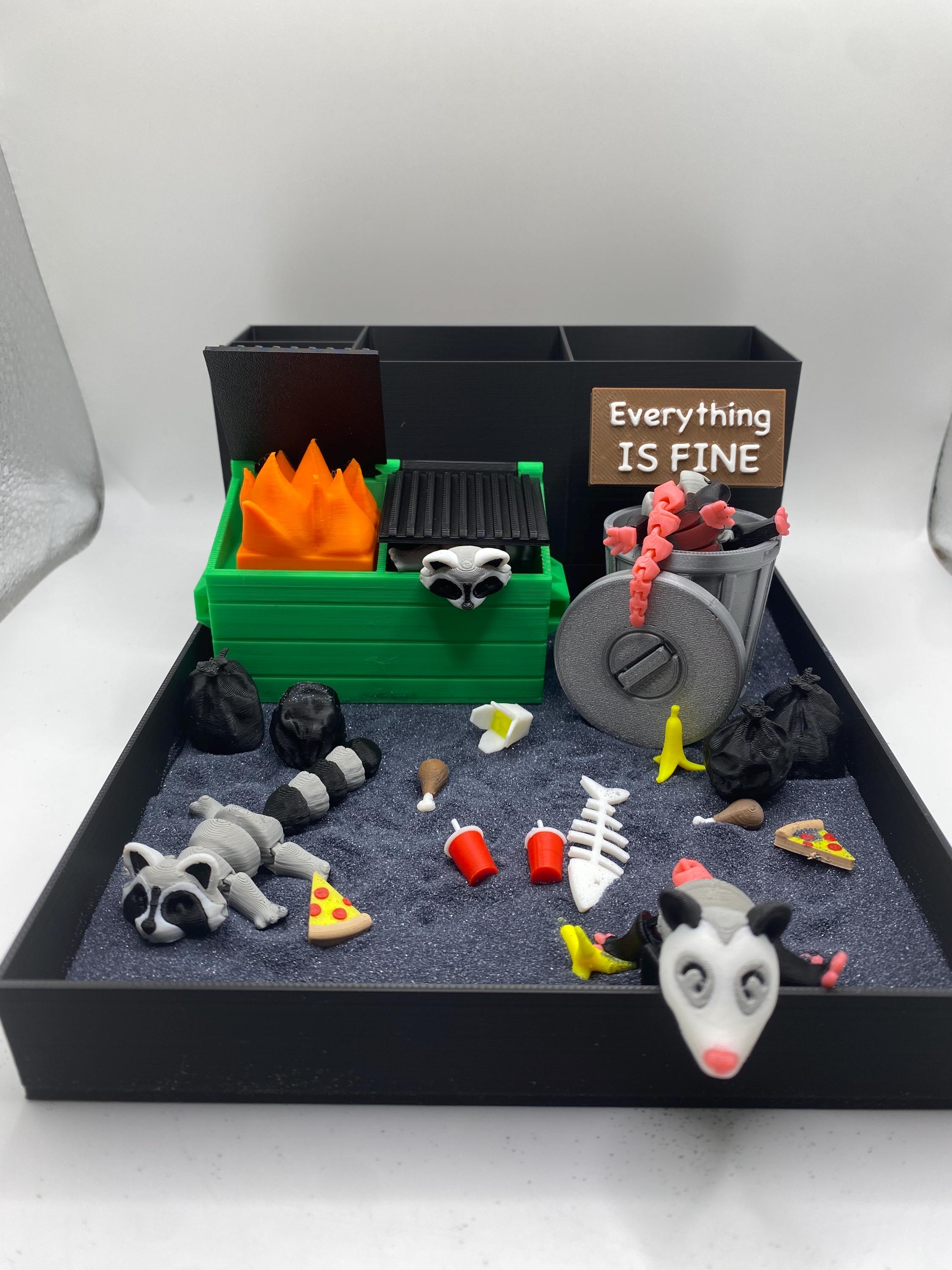 Dumpster Fire Zen Garden, Mini Desk Decor, Sensory Calming Sand